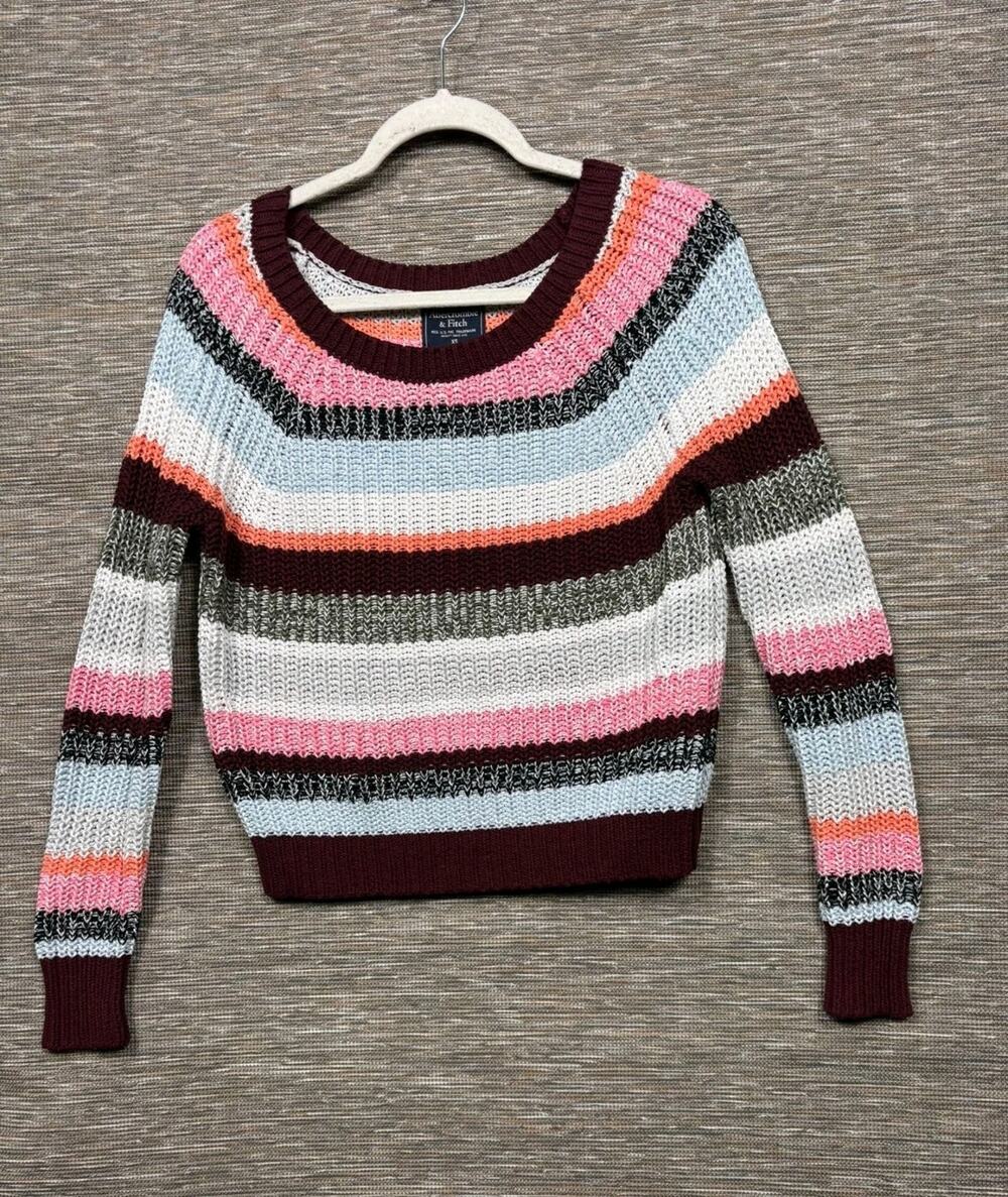 Abercrombie & Fitch Knit Sweater Womens Size XS Multicolor Stripped Long Sleeve